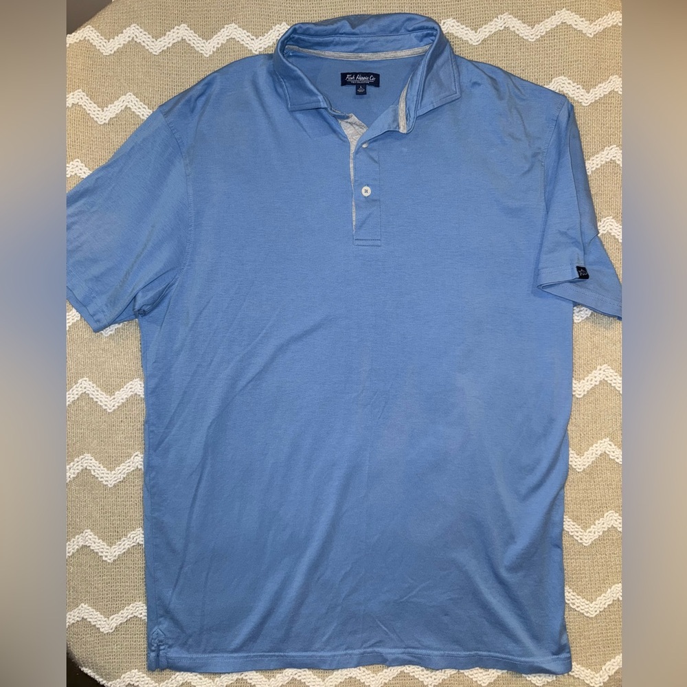 Fish Hippie Co Blue Polo Mens Shirt